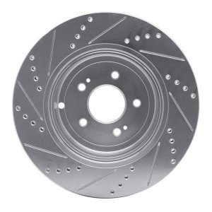 Genesis G70 Brake Rotor (1) - Rear Right - R1 Concepts - Drilled & Slotted - Silver - `18-`25